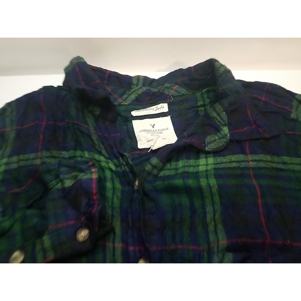 American Eagle Medium Womens Plaid Boyfriend Fit Button Up Long Sleeve Shirt